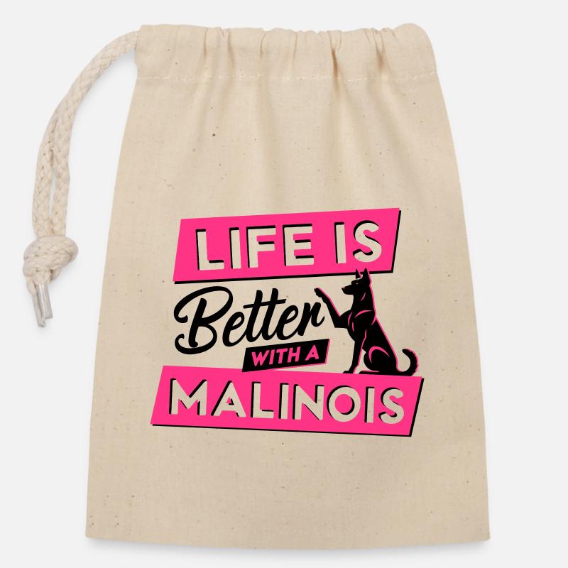 Life is Better with a Malinois - Vector Design - Closable cotton gift bag (14x20cm) - nature