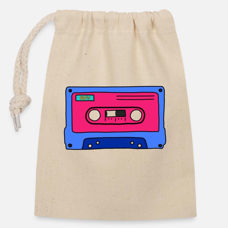 Cassette - Sac cadeau en coton avec cordon (14 x 20 cm) - nature