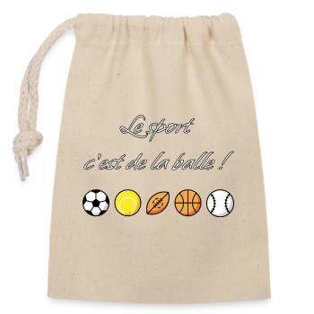 Sport ist Ball! - Verschließbarer Geschenkbeutel aus Baumwolle (14x20cm) - Natur - Vorne