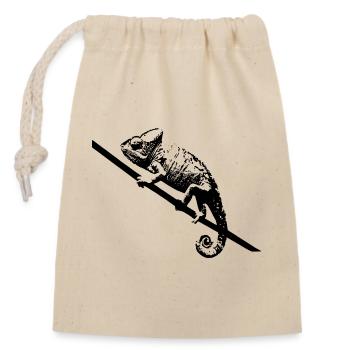 Caméléon - Sac cadeau en coton avec cordon (14 x 20 cm) - nature - Devant