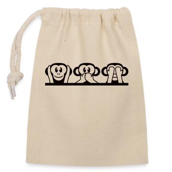 3 Wise Monkeys Hear Nothing Say See Monkey Fun - Closable cotton gift bag (14x20cm) - nature - Front