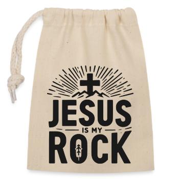 Jesus ist mein Fels in der Brandung - Verschließbarer Geschenkbeutel aus Baumwolle (14x20cm) - Natur - Vorne