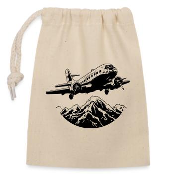 Flugzeug Grafik - Verschließbarer Geschenkbeutel aus Baumwolle (14x20cm) - Natur - Vorne