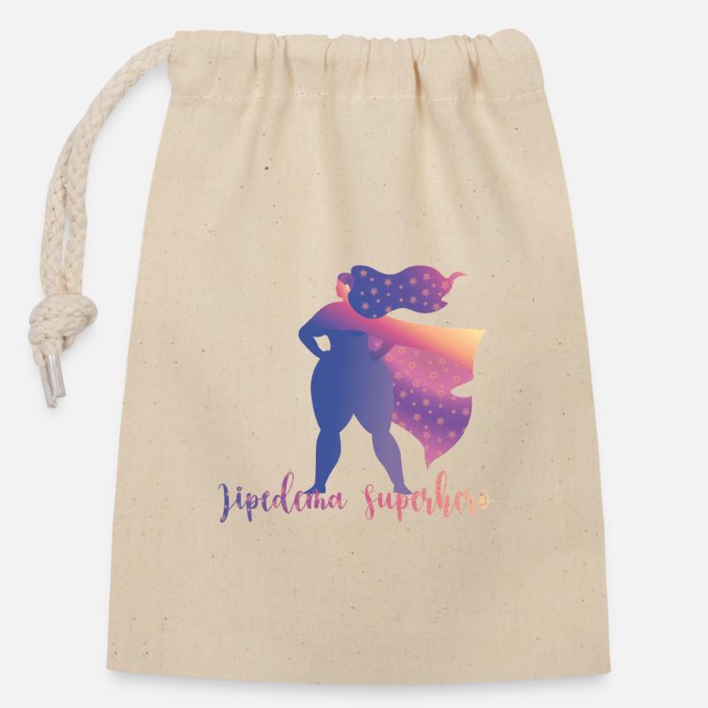 Lipedema Superhero - Closable cotton gift bag (14x20cm) - nature