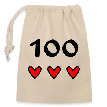 100. 100 YEARS. 100th ANNIVERSARY. BIRTHDAY 100 - Closable cotton gift bag (14x20cm) - nature - Front