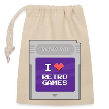 Retro Boy - Ich liebe Retrogames - Verschließbarer Geschenkbeutel aus Baumwolle (14x20cm) - Natur - Vorne