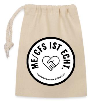 ME/CFS IS REAL 🤍 rond - blanc - Sac cadeau en coton avec cordon (14 x 20 cm) - nature - Devant