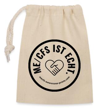 L’EM/CFS IS REAL 🖤 rond - Sac cadeau en coton avec cordon (14 x 20 cm) - nature - Devant