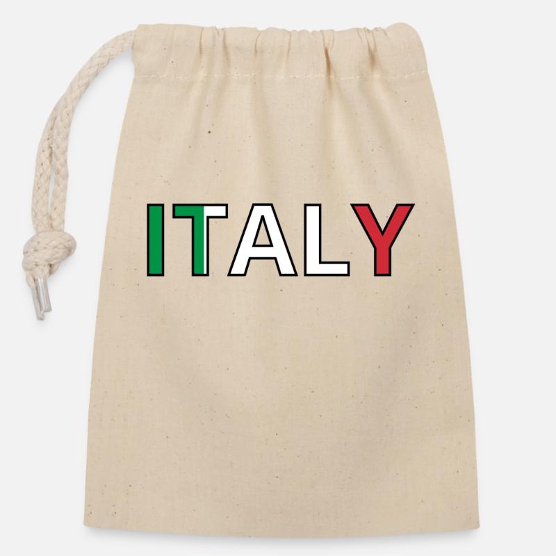 Italien Flagge - Verschließbarer Geschenkbeutel aus Baumwolle (14x20cm) - Natur