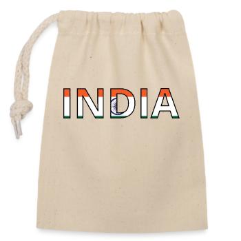 Indien Flagge - Verschließbarer Geschenkbeutel aus Baumwolle (14x20cm) - Natur - Vorne