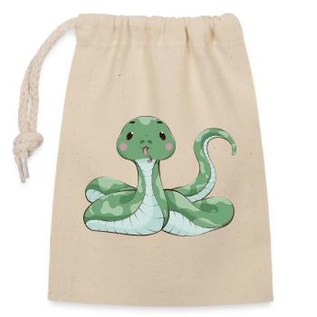 Snake - Closable cotton gift bag (14x20cm) - nature - Front
