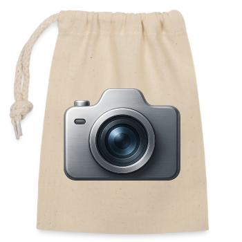 Foto Kamera 3D Icon - Verschließbarer Geschenkbeutel aus Baumwolle (14x20cm) - Natur - Vorne