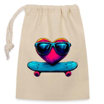 Coeur de skateur - Sac cadeau en coton avec cordon (14 x 20 cm) - nature - Devant