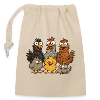 Colorful Chickens Cartoon Pattern - Closable cotton gift bag (14x20cm) - nature - Front