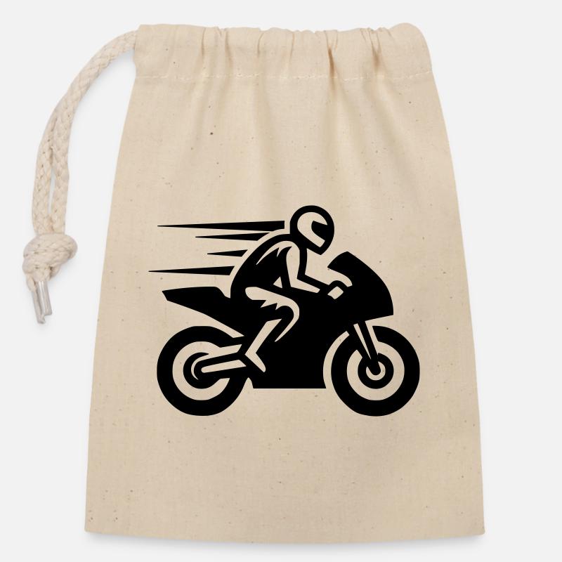 Moto de course Moto Moto Machine de course - Sac cadeau en coton avec cordon (14 x 20 cm) - nature