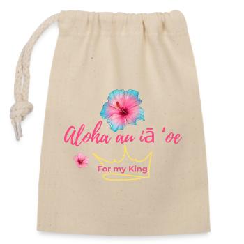 Aloha au iā ʻoe T-Shirt : T-shirt floral Hawaiian Love - Sac cadeau en coton avec cordon (14 x 20 cm) - nature - Devant