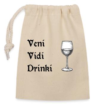 Veni vidi drinki - Closable cotton gift bag (14x20cm) - nature - Front