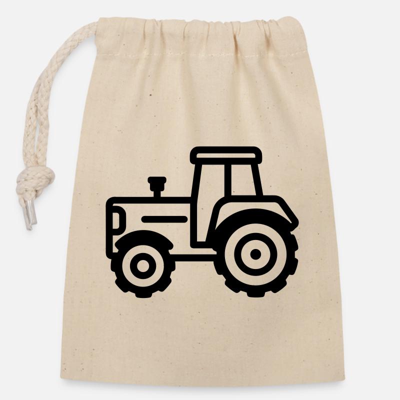Traktor - Verschließbarer Geschenkbeutel aus Baumwolle (14x20cm) - Natur