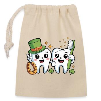 Lustiger Zahnarzt St. Patricks Tag - Verschließbarer Geschenkbeutel aus Baumwolle (14x20cm) - Natur - Vorne
