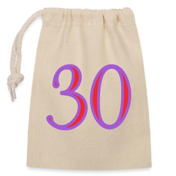 30. 30 YEARS. 30th ANNIVERSARY. 30 YEARS ANNIVERSARY. - Closable cotton gift bag (14x20cm) - nature - Front
