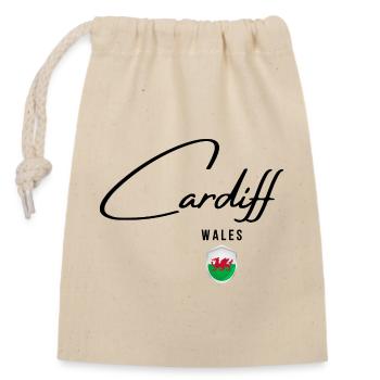 Elegantes Design Cardiff, walisischer Stolz - Verschließbarer Geschenkbeutel aus Baumwolle (14x20cm) - Natur - Vorne