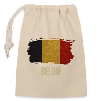 Drapeau grunge de la Belgique, j’adore la Belgique - Sac cadeau en coton avec cordon (14 x 20 cm) - nature - Devant