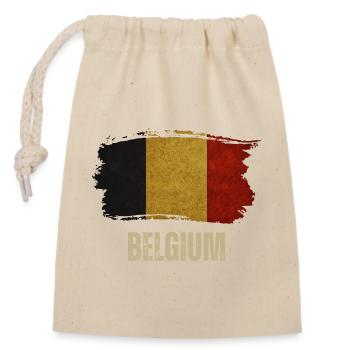 Drapeau grunge de la Belgique, fierté belge - Sac cadeau en coton avec cordon (14 x 20 cm) - nature - Devant