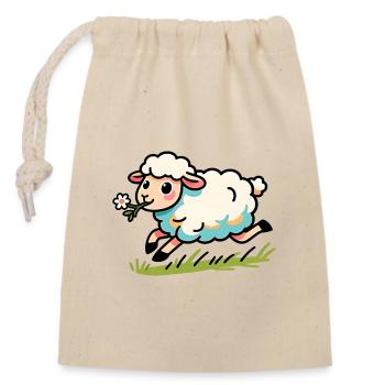 Agneau mouton dans le pré - Sac cadeau en coton avec cordon (14 x 20 cm) - nature - Devant
