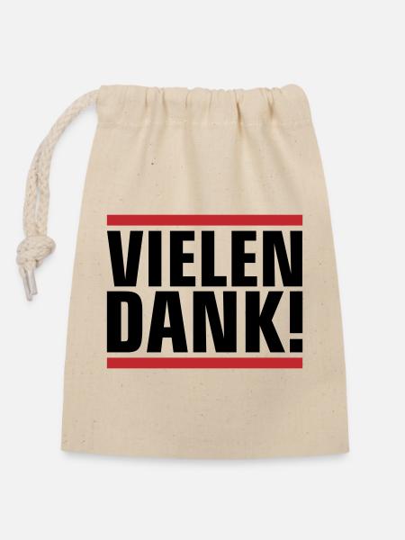 Vielen Dank Dankeschön - Verschließbarer Geschenkbeutel aus Baumwolle (14x20cm) - Natur