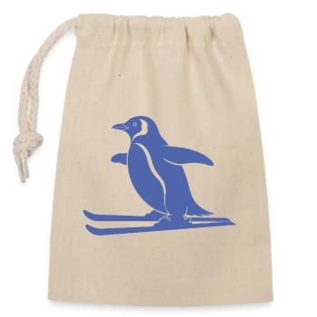 Minimalistischer Pinguin Skifahrer Winter Sport - Verschließbarer Geschenkbeutel aus Baumwolle (14x20cm) - Natur - Vorne