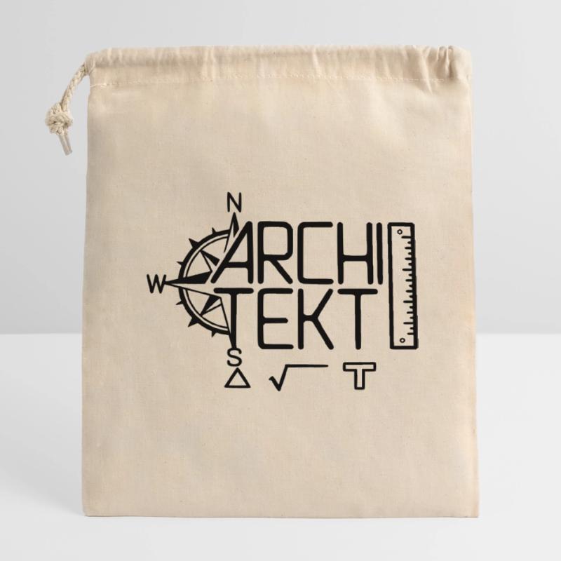 Conception architecte avec outil de dessin Sac cadeau en coton avec cordon (14 x 20 cm)