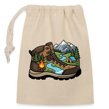 Camp Adventure Boot - Closable cotton gift bag (14x20cm) - nature - Front