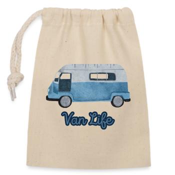 Van Life Aquarell Vintage-Camper Reisen - Verschließbarer Geschenkbeutel aus Baumwolle (14x20cm) - Natur - Vorne