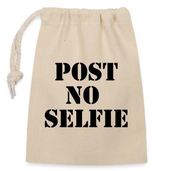 Post No Selfie - Urban Stencil Black - Closable cotton gift bag (14x20cm) - nature - Front