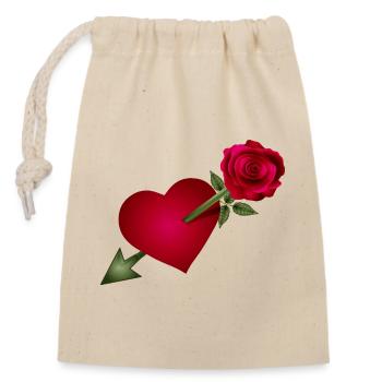 Red Rose Meets Heart with Arrow Illustration - Closable cotton gift bag (14x20cm) - nature - Front