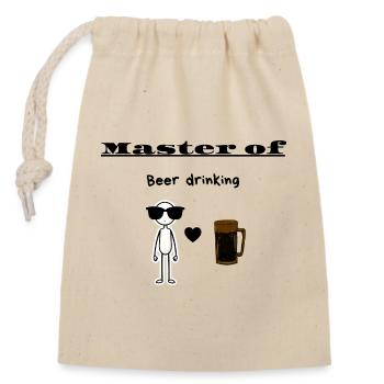 Meister des Biertrinkens - Verschließbarer Geschenkbeutel aus Baumwolle (14x20cm) - Natur - Vorne
