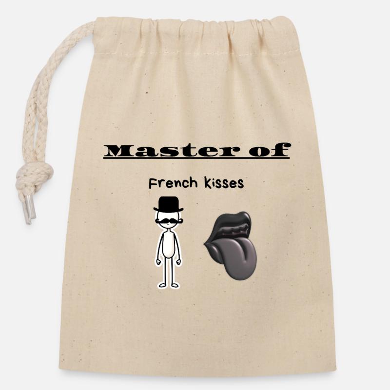 Maître des baisers français - Sac cadeau en coton avec cordon (14 x 20 cm) - nature