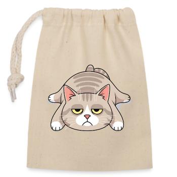 Grim late riser cat morning grouch - Closable cotton gift bag (14x20cm) - nature - Front