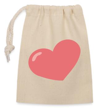 Minimalist pastel heart - Closable cotton gift bag (14x20cm) - nature - Front