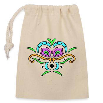Farb-Mandala Maske - Verschließbarer Geschenkbeutel aus Baumwolle (14x20cm) - Natur - Vorne