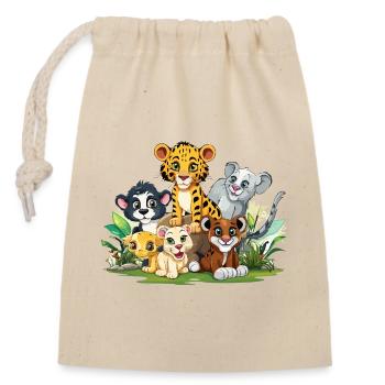 Amoureux des animaux dans la jungle - Sac cadeau en coton avec cordon (14 x 20 cm) - nature - Devant