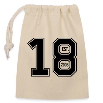 EIGHTEEN - EST. 2008 - Closable cotton gift bag (14x20cm) - nature - Front