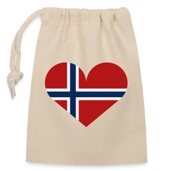 Drapeau du cœur de la Norvège - Sac cadeau en coton avec cordon (14 x 20 cm) - nature - Devant