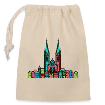 St. Gallen City Skyline Abbey Bibliothek Linienzeichnungen - Verschließbarer Geschenkbeutel aus Baumwolle (14x20cm) - Natur - Vorne