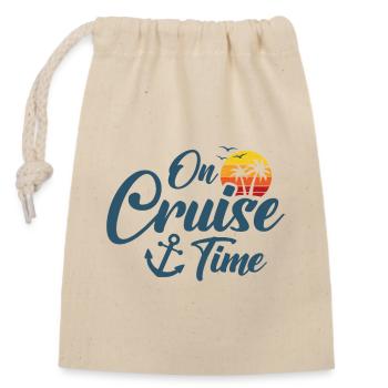 Summer Vacation On Cruise Time Cruising Trip - Closable cotton gift bag (14x20cm) - nature - Front