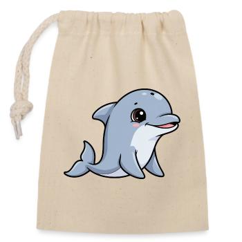 Ami cartoon dauphin câlin - Sac cadeau en coton avec cordon (14 x 20 cm) - nature - Devant