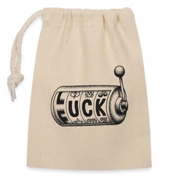 Fuck Luck – Conception de jeux de mots - Sac cadeau en coton avec cordon (14 x 20 cm) - nature - Devant