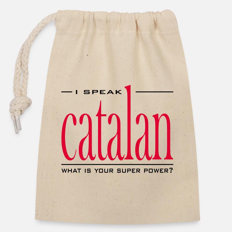 Super Power Catalan - Closable cotton gift bag (14x20cm) - nature