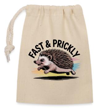 Colorful Sprint Hedgehog - Closable cotton gift bag (14x20cm) - nature - Front