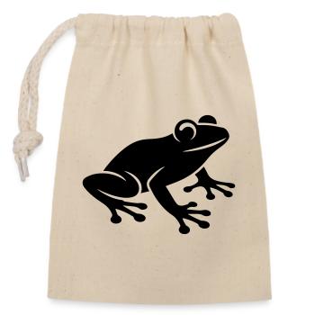 Frosch Symbol - Verschließbarer Geschenkbeutel aus Baumwolle (14x20cm) - Natur - Vorne